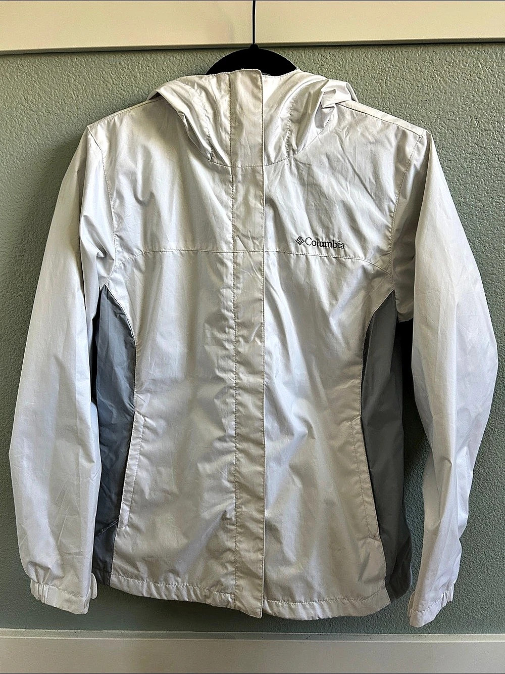 Columbia Switchback Lined Rain Jacket Women’s Hooded White & Gray Small